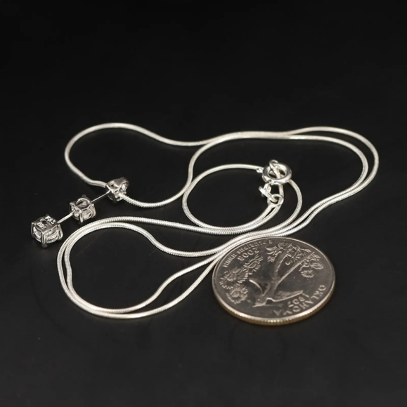 Sterling Silver 925 DESIGNER FAS Graduated White CZ Drop Pendant 22" Necklace - Picture 4 of 5